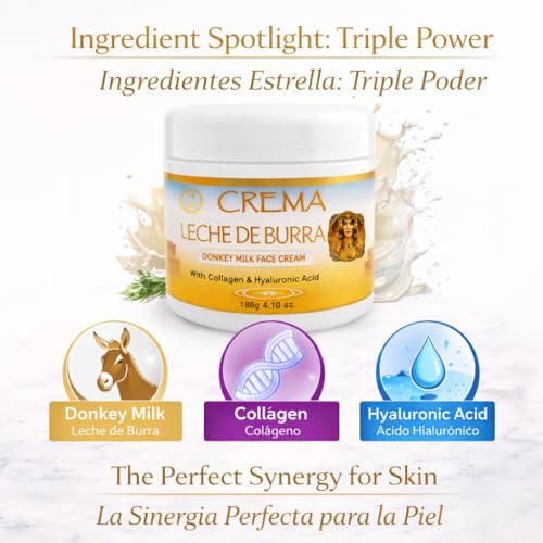 HIGH SUPREME Donkey Milk Face Cream(Leche de Burra) ? 120g With Collagen & Hyaluronic Acid ? Nourishing & Hydrating Moisturizer ? For Sensitive, Dry & Mature Skin ? Anti-Aging & Skin Renewal