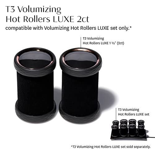 T3 Volumizing Hot Rollers LUXE (2 ct.) for Long Lasting Volume, Body & Shine | Compatible with T3 Volumizing Hot Rollers LUXE Set only