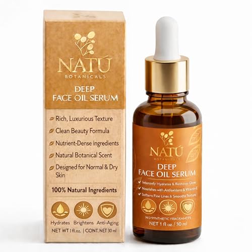 NAT? BOTANICALS Deep Face Oil Serum for Normal & Dry Skin - Rich Botanical Face Serum with Coconut & Avocado Oil for Vitamin E - Nourishing, Naturally Scented, and Clean Beauty, 1 fl oz
