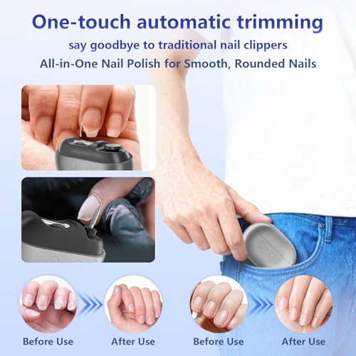 Electric Nail Clippers for Seniors, Automatic USB-C Rechargeable Nail Trimmer with LED Light & Quiet Motor, Easy-Grip Painless Fingernail Cutter for Home and Travel Use