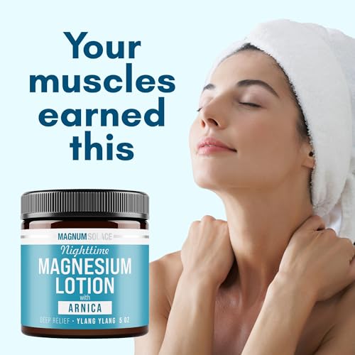 Magnum Solace Nighttime Magnesium Lotion with Arnica ? Soothing Relief & Relaxation, Highly Concentrated Magnesium for Muscles & Joints ? Apply to Legs or Feet Before Bed ? Skin-Friendly