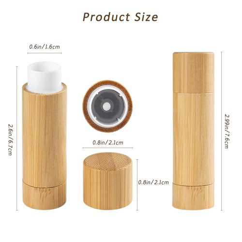 24Pcs Bamboo Empty Lipstick Tubes, AUHOKY 5.5g Refillable DIY Lip Balm Tube Containers with Clear PP Plastic Inner, Cosmetic Lipstick Lip Gloss Deodorant Case Holder For Women Girls Makeup