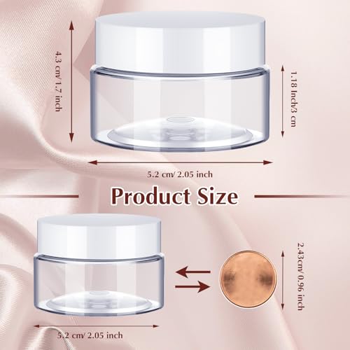 SATINIOR 100 Pcs Plastic Jars with Lids Small Containers Lids Wide Mouth Small Plastic Containers for Lotion Cream Rhinestones Body Butters Travel Storage (2 oz,White)