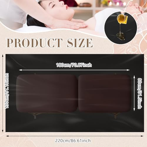 87 x 51 Inch Wax Mat Reusable Wax Pad for Esthetician Bed Waterproof PVC Massage Bed Cover Oilproof Waxing Massage Table Sheet for Spa Tattoo Beauty Grafting (Black)