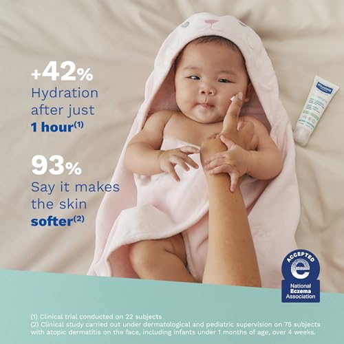 Mustela Stelatopia Eczema-Prone Skin Emollient Baby Face Cream - Face Moisturizer with Natural Avocado & Sunflower Oil - Fragrance-Free - 1.35 Fl Oz (Pack of 1)