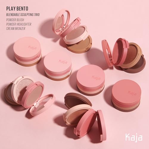 Kaja 3-in-1 Blendable Sculpting Trio - Play Bento | with Mango Seed Butter, Cream Bronzer, Powder Blush, and Highlighter, 02 Cloud Latte