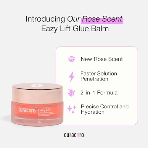 Curacoro Eazy Lash Lift Glue Balm 15g (Rose Scent), Nourishing Lash Lift Adhesive for Eyelash Curling & Lamination | Hydrating, Long-Lasting Lash Lift Balm