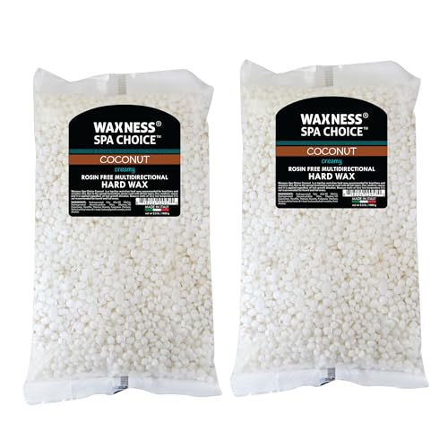 Waxness Spa Choice Rosin Free Multidirectional Hard Wax Coconut 2.2 lb / 1 kg Pack of 2 (4.4 lb)