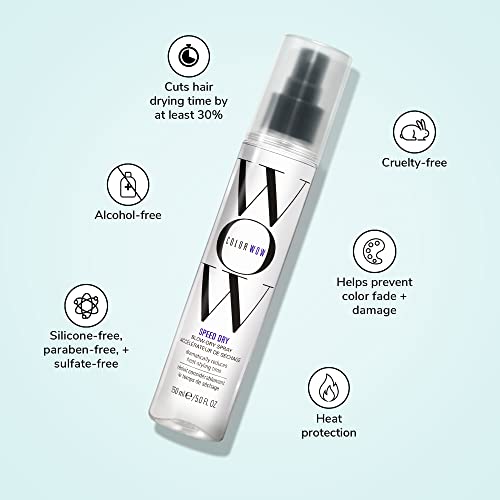 COLOR WOW Speed Dry Blow Dry Spray ? Cut Blow Dry Time by 30% | Heat Protectant, Prevent Breakage | Cruelty-Free & Gluten-Free