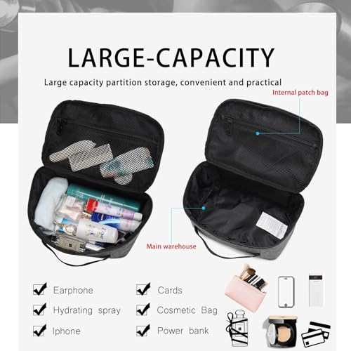 HEAD Waterproof Toiletry Bag for Men, Lightweight Dopp Kit Travel Bag for Toiletries, Travel Toiletry Organizer Shaving Bag Handbag for Outdoors/Weekender/Overnight, Gray