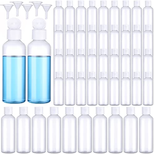 Eccliy 100 Pcs 3.4oz Small Travel Bottles Plastic Empty Squeeze Bottle Clear Refillable Shampoo Container with 5 Funnel for Liquids Cream Cosmetic Toiletries