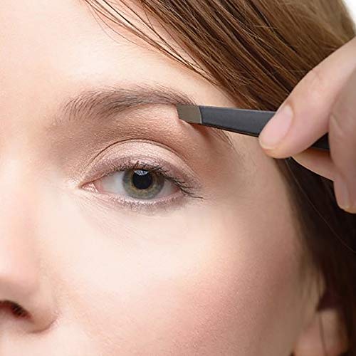 Eyebrow Tweezer with Comb - Tweezer Slant Tip, Professional Stainless Steel Slant Tip Tweezer - The Best Black Precision Eyebrow Tweezers