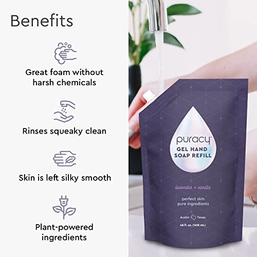 Puracy Organic Hand Soap, Professional Hand Washers We've All Become, Lavender & Vanilla 48 oz Natural Dish Soap, Plant-Based Liquid Dishwasher Detergent Soap, Organic Lemongrass, 48oz
