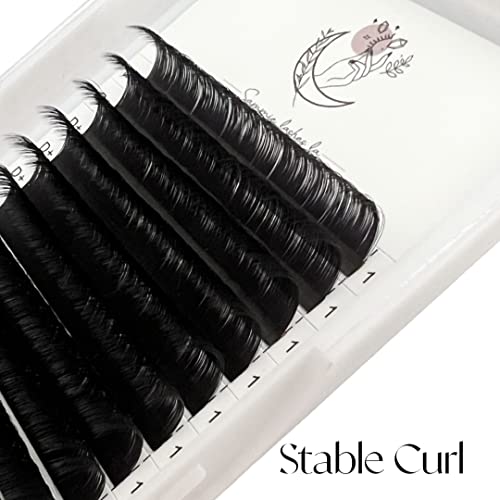 Individual Classic/Volume Lash Extensions | 0.03, 0.05 diameter | 9mm - 16mm length | C Curl, D Curl | Easy Fan | Synthetic Mink (16mm, 0.05 C Curl), 3840 Count (Pack of 1)