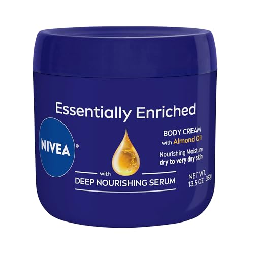 NIVEA Essentially Enriched Body Cream for Very Dry Skin with Almond Oil and Deep Nourishing Serum, 48-Hour Body Moisturizer, 13.5 Oz Jar