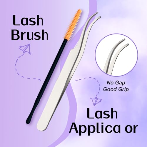 WENDY Lash Extension Kit Lash Clusters Kit D Curl Cluster Lashes 2 Styles Individual Lashes with Lash Bond and Seal Lash Applicator Lash Glue Remover Brush Eyelash Clusters(Fashion/Warm-D Kit,12-16mm)