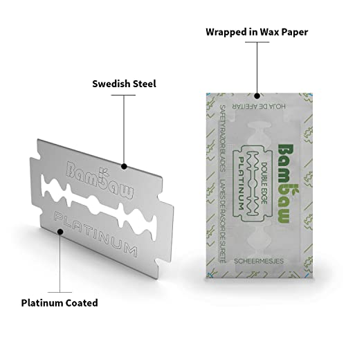 Bambaw ? Double Edge Safety Razor Blades, Swedish Stainless Steel Razor Blades Refills ? 60 Count