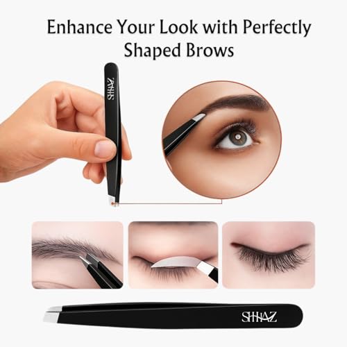 Tweezers Set ? Professional Stainless Steel Eyebrow Tweezers for Women & Men | Precision Tools for Facial Hair, Ingrown Hair & Splinter Removal (Black-Color, Set of 4) (Black)