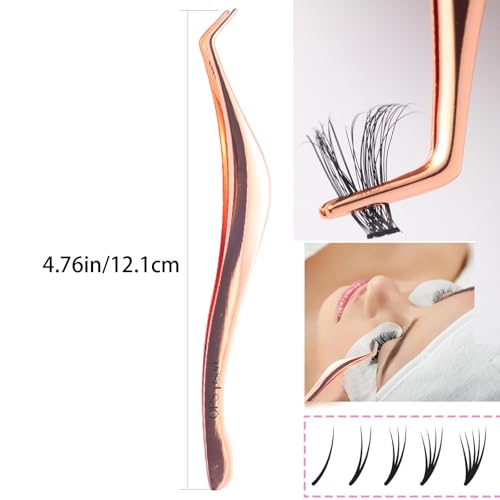 Stainless Steel Eyelash Applicator Tool ? Curved Lash Tweezers for Easy Eyelash Extension Application and Removal