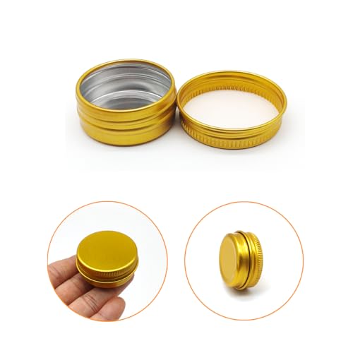 30 pack 5ml Lip Balm Tin Cans, 5g Mini Aluminum Makeup Sample Containers with Screw Lid, Empty Metal Tins Pot Storage Travel Jars for Cosmetic Cream Candle Tea, 5 Gram Small Tins, Gold Color