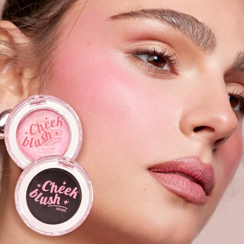 2 Pcs Gradient Blush for Cheeks - cream blush, Luxuriously Creamy & Blendable Color,Long-Lasting & Buildable Cheek Makeup in Crystal Clear Case for Natural Flush