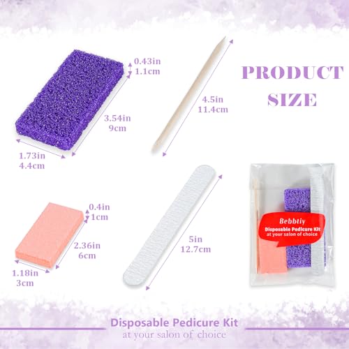 Disposable Pedicure Kit Sets, 4 in 1 Nail Salon Manicure Pedicure Kit Professional, Nail File, Pumice Pad, Mini Buffer, Wood Stick, Individually Package (50, Count, 80/100 Grit)