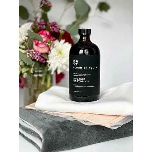 100% Pure Cold Pressed Organic Castor Oil, Glass Bottle 16oz | Hexane Free, Unrefined, USDA Certified | For Hair Growth, Skincare, Castor Oil Pack, Face, Joints, Carrier Oil, Eyelashes, Eyebrows