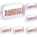 6 Pcs Baseball Clear Cosmetic Makeup Bag with Chenille Letter Patch Sport Goodie Clear PVC Pouch Organizer Waterproof Travel Toiletry Bags for Sports Theme Birthday Party Supplies