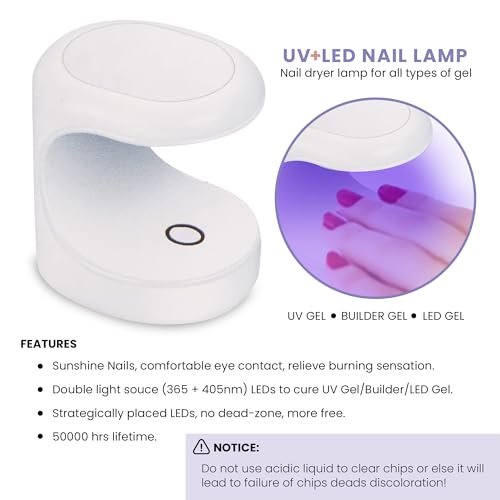 Allkem Soft Gel Full Cover Nail Tips and UV Glue Gel with Portable UV Light | 240 Pcs Short Stiletto & Medium Square Shape Soft Gel Nail Extension Set