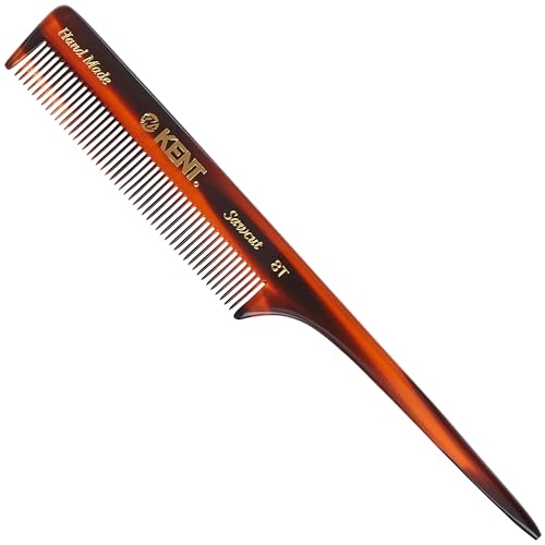 Kent 8T Rat Tail Combs Teasing Comb for Hair Styling and Sectioning, Handmade Fine Tooth Comb Parting Combs for Braiding Hair and Styling for Women, Saw Cut and Hand Polished, Made in England