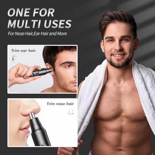 Nose Hair Trimmer for Men,USB Rechargeable Eyebrow & Facial Hair Trimmer,Dual Edge Waterproof Blades for Easy Clean