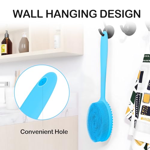 MateeyLife Silicone Body Scrubber Exfoliator with Handle, Gentle Back Scrubber for Shower, Shower Brush for Body, Bath Back Brush for Shower, Silicone Loofah Body Scrubber, Bath Scrubber for Body
