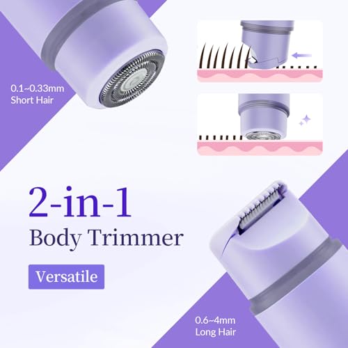 Bikini Trimmer for Women, 2-in-1 Electric Razor & Pubic Hair Trimmer, IPX6 Waterproof Bikini Shaver with 0.1-4 mm Combs, USB Charge, Painless Razors for Women Legs Underarms Face (Lalic)