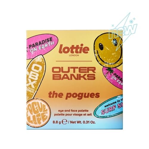 Lottie London x Outer Banks The Pogues Face & Eyeshadow Palette, Pink, Golds, 7 Colors, 0.31 oz