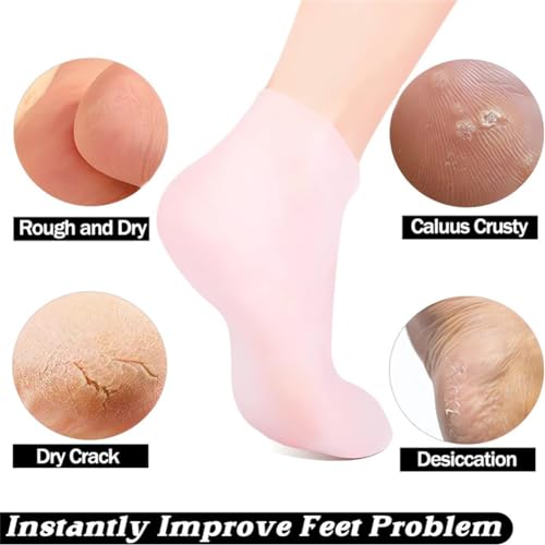 4 Pairs Silicone Moisturizing Socks Women Foot Care Silicone Pedicure Socks Men Anti Slip Spa Gel Socks for Dry Cracked Feet (Multi)