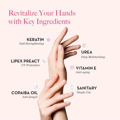 Bodipure All-In-1 Moisturizing Hand Mask, Keratin & Vitamin E Hand Mask for Dry Cracked Hands, Natural Moisturizing Gloves Formula, Strengthen Nails & Repair Hands 50 Pairs