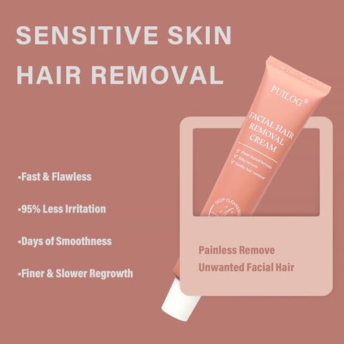 Women Facial Hair Removal Cream, 5 Min Painless Facial Depilatory Cream for Face, Chin Upper Lip Unwanted Hair Remover Cream, Sensitive Skin Hair Removal At Home, 1.69fl.oz