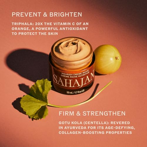 Sahajan Nourish Cr?me Riche with Vitamin C + Centella | Clinically-Proven Clean Ayurvedic Anti-Aging Rich Facial Moisturizer | Fine Lines & Wrinkles, Firming, Anti-Aging | 1.7 fl oz