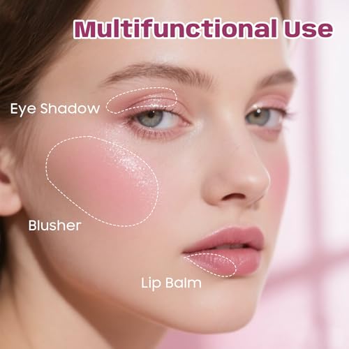 2 Pcs Gradient Blush for Cheeks - cream blush, Luxuriously Creamy & Blendable Color,Long-Lasting & Buildable Cheek Makeup in Crystal Clear Case for Natural Flush