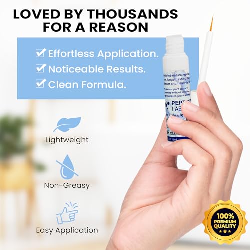 Eyelash Growth Serum ? Myristoyl Pentapeptide-4, Diaminopyrimidine Oxide ? Boosts Lash Length, Density & Strength ? Supports Fuller, Thicker Eyelashes Naturally, 5ml