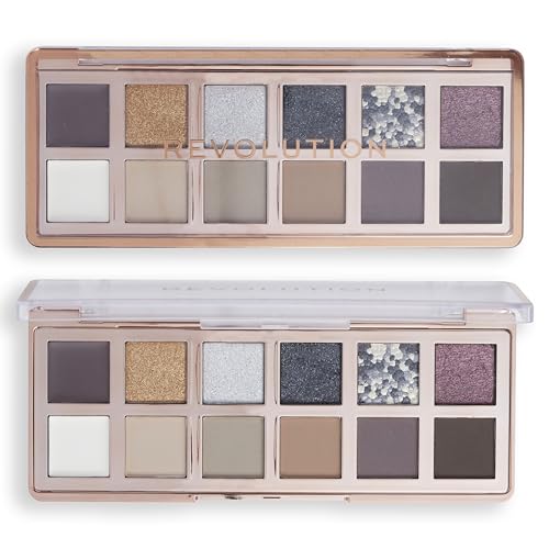 Revolution, The Smokey Icon Grunge Palette, 12 Ultra-Pigmented Matte & Shimmer Finishes & Shades, Long-Lasting & Blendable, Vegan & Cruelty-Free, 3.53 oz