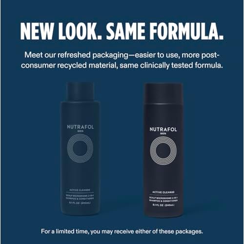 Nutrafol Men's Shampoo and Conditioner 2-in-1, Cleanses, Hydrates, Unclogs Pores, Improves Hair Volume & Strength, Physician-formulated for Thinning Hair, Color Safe, Sulfate Free - 8.1 Fl Oz Bottle