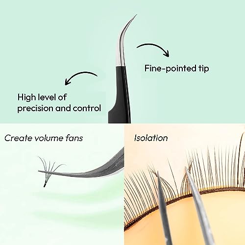 Eyesy Lash Ultimate Volume Lash Tweezer | Professional Volume False Lash Application Tool | Multi Shapes & Purposes Tweezers | Non-Slip Grip Tweezers (Black)