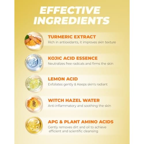 Turmeric and Kojic Acid Cleansing Face Pads ? Turmeric Exfoliating Face Scrub Pads, 50 Pcs, for Mild Cleansing Exfoliation Oil Control, Suitable for All Skin Types