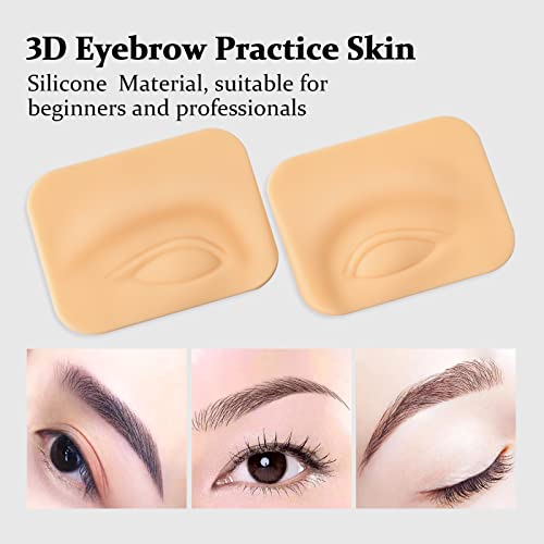 ATOMUS 3 Pairs Tattoo Practice Skin for Eyebrows Eyeliner 3D Permanent Makeup Silicone Fake Skin Microblading Supplies for Beginners and Experienced Artists