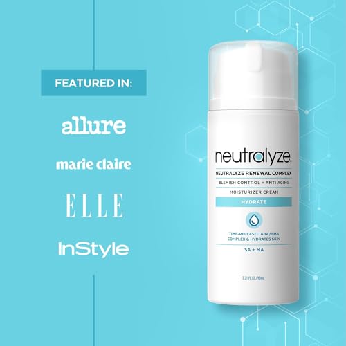 Neutralyze Renewal Complex Acne Moisturizer for Face - Maximum Strength, Time Released 2% Mandelic Acid & 2% Salicylic Acid Acne Treatment Cream - Suitable for All Skin Types, Teens & Adults