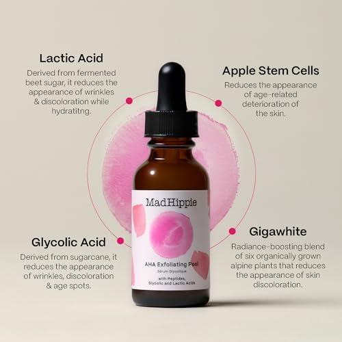 Mad Hippie AHA Exfoliating Peel ? Lactic & Glycolic Acid Peel, Goji Berry, Peptides, Hyaluronic Acid & Niacinamide, Discoloration Correcting Serum, Anti-Aging, 1.02 Oz (Pack of 2)