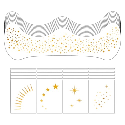 20PCS Glitter Freckles Face Tattoos Sparkle Freckle Makeup Patches Gold Temporary Face Tattoos Long Lasting Glitter Freckles for Women
