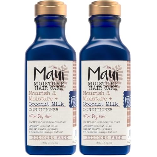 Maui Moisture Nourish & Moisture + Coconut Milk Conditioner to Hydrate and Detangle Curly Hair, Lightweight Daily Moisturizing Conditioner, Vegan, Silicone & Paraben-Free, 13 fl oz (Pack of 2)