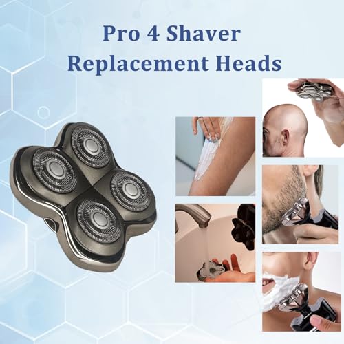 Ruixin Pro 4Head Replacement Blade fit for SKull PitBulls Gold PRO, Silver PRO, Platinum PRO, Butterfly Kiss PRO Head Shavers, German Stainless Blades, Floating 4 Heads for a Fast (2Pack)